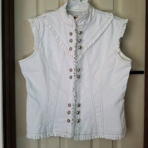 STAR JEANS WOMEN'S SLEEVELESS WHITE DENIM TOP